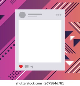 Postagens impressionantes nas mídias sociais com este quadro moderno em um fundo geométrico vibrante â€"perfeito para conteúdo elegante, marketing e envolver seu público