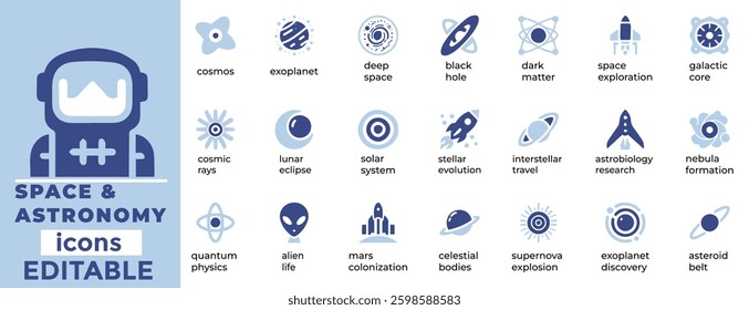 Stunning space and astronomy vector set perfect for science projects branding and education High quality and fully editable
