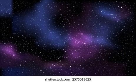 Stunning Space Background and Banner with stars: Universe, Bright Shining Stars, Outer Space, Nebulae, and the Milky Way Galaxy - Vector Illustration.