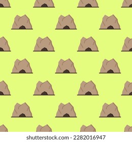 Stunning square tile with a cheerful animal drawing. Seamless pattern with cave on iris background. Design for cups with illustrations of mammals.