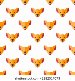 Stunning square tile featuring a whimsical animal drawing. Seamless pattern with dog on cadet grey background. Design for infographics with pictures of mammals.