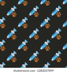 Stunning square tile featuring a whimsical animal drawing. Seamless pattern with syringe on sandstorm background. Design for a t-shirt featuring an animal cartoon.
