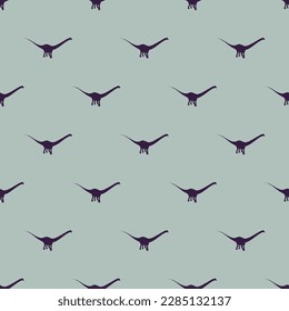 Stunning square tile featuring a whimsical animal drawing. Seamless pattern with diplodocus dinosaur shape on onyx background. Design for a tote bag with an animal sketch.