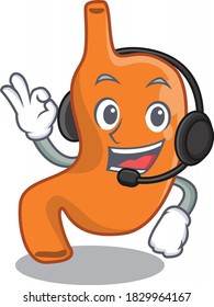 A stunning stomach mascot character concept wearing headphone