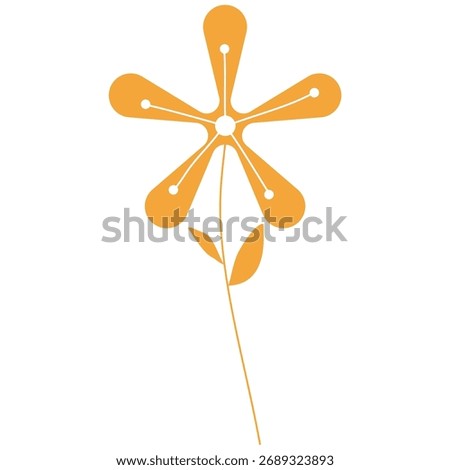 Stunning stylized flower with five petals, simple design conveys elegance and beauty, perfect for branding
