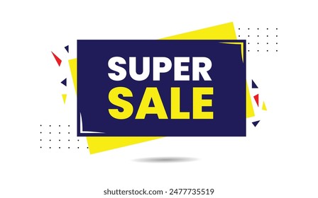 Stunning super sale banner design with a sleek white background, perfect for grabbing attention and boosting sales.