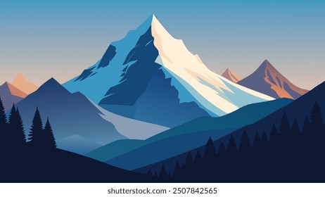 The stunning Swiss Alps, featuring towering mountains and picturesque scenery, epitomizing Switzerland's natural beauty flat vector illustration