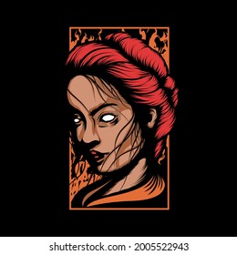 Stunning Traditional Japanese Geisha Tattoo And T-shirt Design Illustration