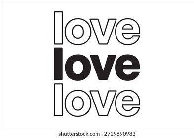 Stunning typography with love text in modern black and white design