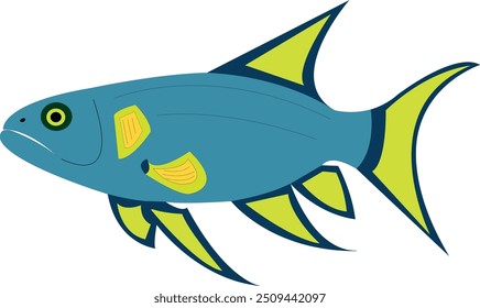 A stunning underwater fish vector gracefully swimming through the deep ocean.