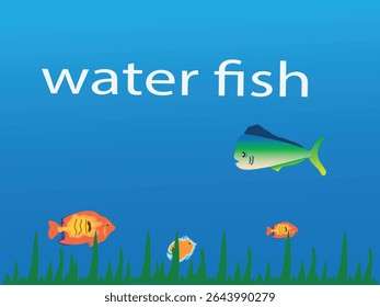 A stunning underwater scene featuring colorful freshwater or saltwater fish swimming gracefully through clear, blue water. The image captures the natural beauty and fluid motion of aquatic life.