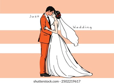 A Stunning Vector Art of a Bride and Groom Embracing