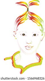 Stunning vector artwork of  gorgeous lady in multi color.