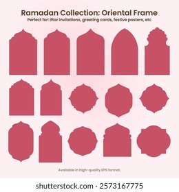 A stunning vector collection of oriental-style Islamic windows and arches featuring modern style. Your go-to choice for: Iftar invitations, greeting cards, festive posters, etc