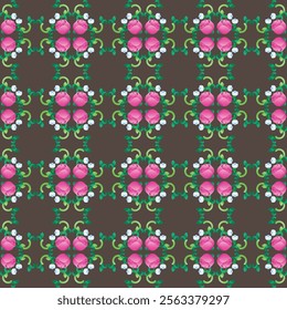 A stunning vector floral design background with a seamless tile pattern in black, blue, and green hues. Perfect template for digital and print projects, bringing elegance and versatility to your desig