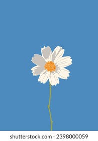 A stunning vector illustration of a daisy flower set against a blue sky background.