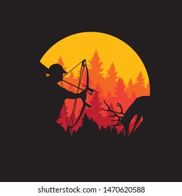 Logo de Bow Hunting. logo para deporte de aventura y supervivencia