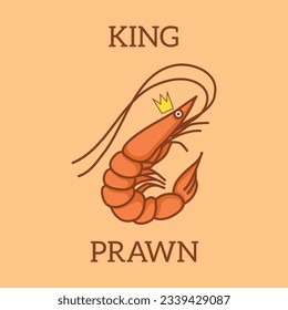 A stunning vector illustration of a king prawn, capturing its intricate details and vibrant colors in a captivating and realistic portrayal