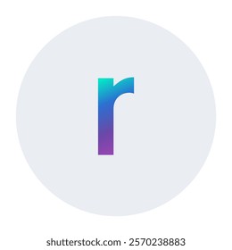 Stunning vector illustration of the lowercase “r” with vibrant gradient tones, set within a clean circular background. Ideal for contemporary designs or digital projects.