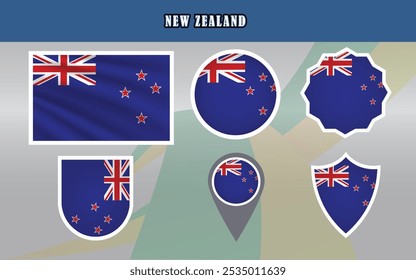 Stunning vector illustration of the National Flag of New Zealand, featuring its iconic Southern Cross constellation. Ideal for cultural, educational, or design projects.