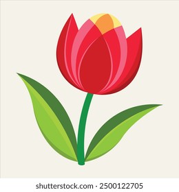 A stunning vector illustration of a tulip flower in full bloom. This artwork captures the elegance of tulip petals with vibrant colors and smooth curves, ideal for use in spring-themed designs