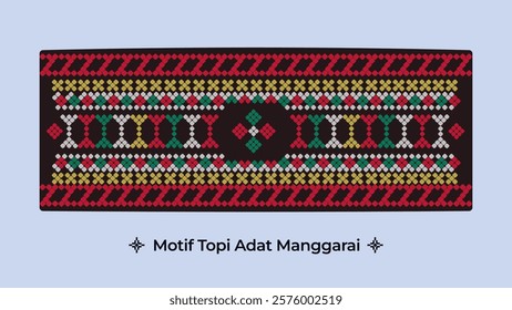 A stunning vector representation of Manggarai's cultural hat motif, with festive patterns and colorful elements that celebrate tradition and artistry