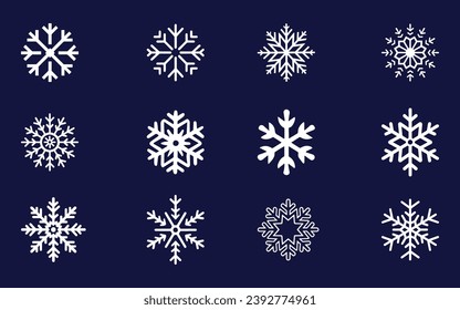 A stunning vector set of white snowflakes