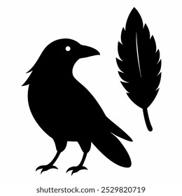 A stunning vector silhouette set featuring crows, ravens, birds, and feathers. Perfect for dark, spooky designs, nature themes, or decorative artwork in minimalist and gothic styles.