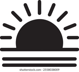A stunning vector silhouette of a sunrise, showcasing vibrant hues and peaceful scenery, perfect for designs, backgrounds, or nature-themed projects.