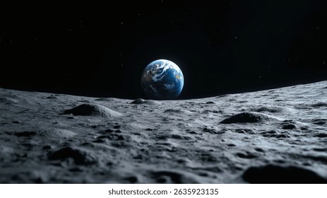 Stunning View of Earth from the moon Surface
