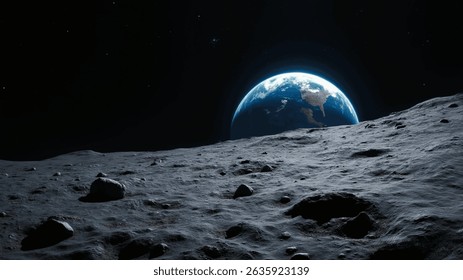 Stunning View of Earth from the moon Surface