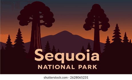 A stunning view of the towering sequoia trees against the backdrop of the Sierra Nevada Mountains, capturing the grandeur of Sequoia National Park