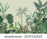 Stunning wall murals to elevate your spaces, Tropical Garden Illustration.