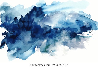 Uma impressionante obra de arte em aquarela do oceano salpicam com tons de água azul e suave. Cores fluindo cativando água abstrata, sentimentos de tranquilidade e movimento, perfeito para melhorar qualquer espaço