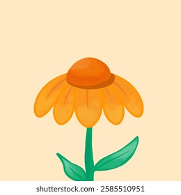 stunning watercolor-style vector illustration of an orange sunflower with rich textures and soft color blending.