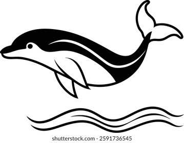 A stunning **whale jumping out of water silhouette illustration**, capturing the majestic leap of this giant marine creature. Perfect for ocean, wildlife, and nature themes,