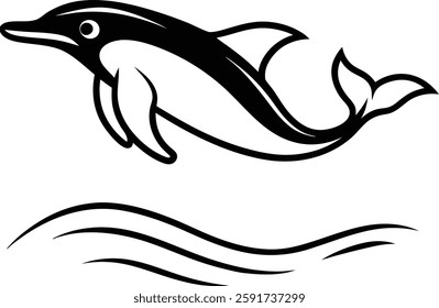 A stunning **whale jumping out of water silhouette illustration**, capturing the majestic leap of this giant marine creature. Perfect for ocean, wildlife, and nature themes, this vector is idea