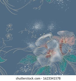 Stunning wild handmade floral pattern, vectorial background.