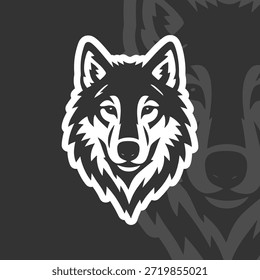 Impresionante ilustración de cabeza de lobo en blanco y negro
