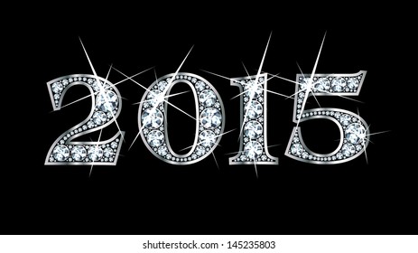 Stunningly beautiful "2015" set in diamonds and silver. Vector EPS-10 file, transparency used.