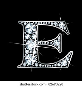 A stunningly beautiful "E" set in diamonds and silver. Vector.