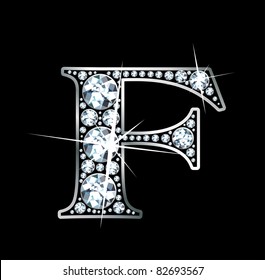 A stunningly beautiful "F" set in diamonds and silver. Vector.