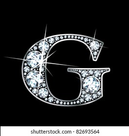 A stunningly beautiful "G" set in diamonds and silver. Vector.
