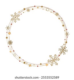 A stunningly beautiful gold and red snowflake wreath that is absolutely perfect for winter and holiday decorations