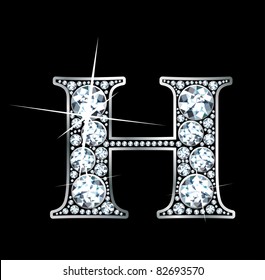 A stunningly beautiful "H" set in diamonds and silver. Vector.