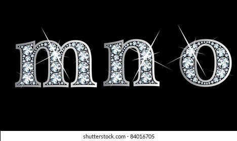 Stunningly beautiful m, n and o set in diamonds and silver. Vector.