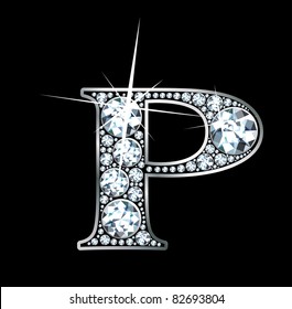 A stunningly beautiful "P" set in diamonds and silver. Vector
