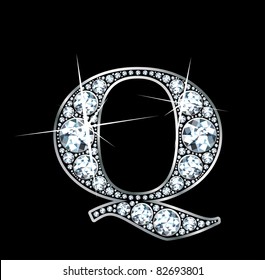 A stunningly beautiful "Q" set in diamonds and silver. Vector