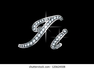 Stunningly beautiful script I and i set in diamonds and silver. Vector.