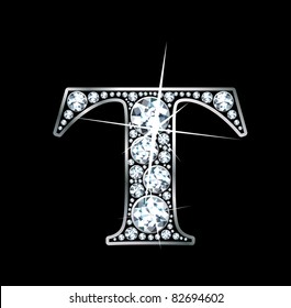 A stunningly beautiful "T" set in diamonds and silver. Vector.